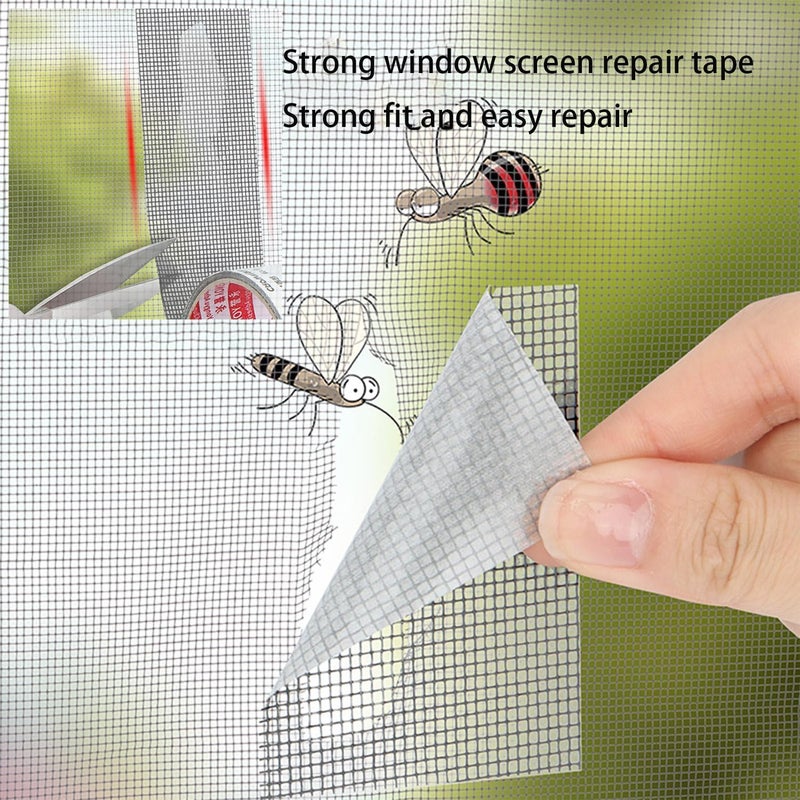 Vakerga 2024 New Strong Adhesive Screen Repair Tape, Screen Repair Kit Window Screen Repair Tape, Fiberglass Screen Tape Mesh Repair Suitable (5cm x 200cm) for mesh Doors and Windows Gray - Image 2